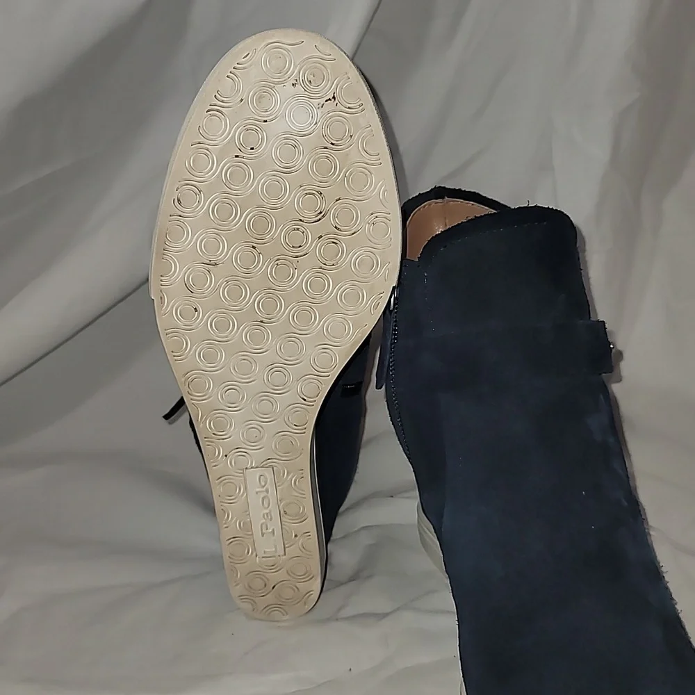 Linea Paolo Wedge Sneaker Navy Felicia Platform Shoes Bootie Suede Size 8 M - Picture 6 of 9